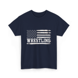 Wrestling USA Flag Wrestling T-Shirt - Navy