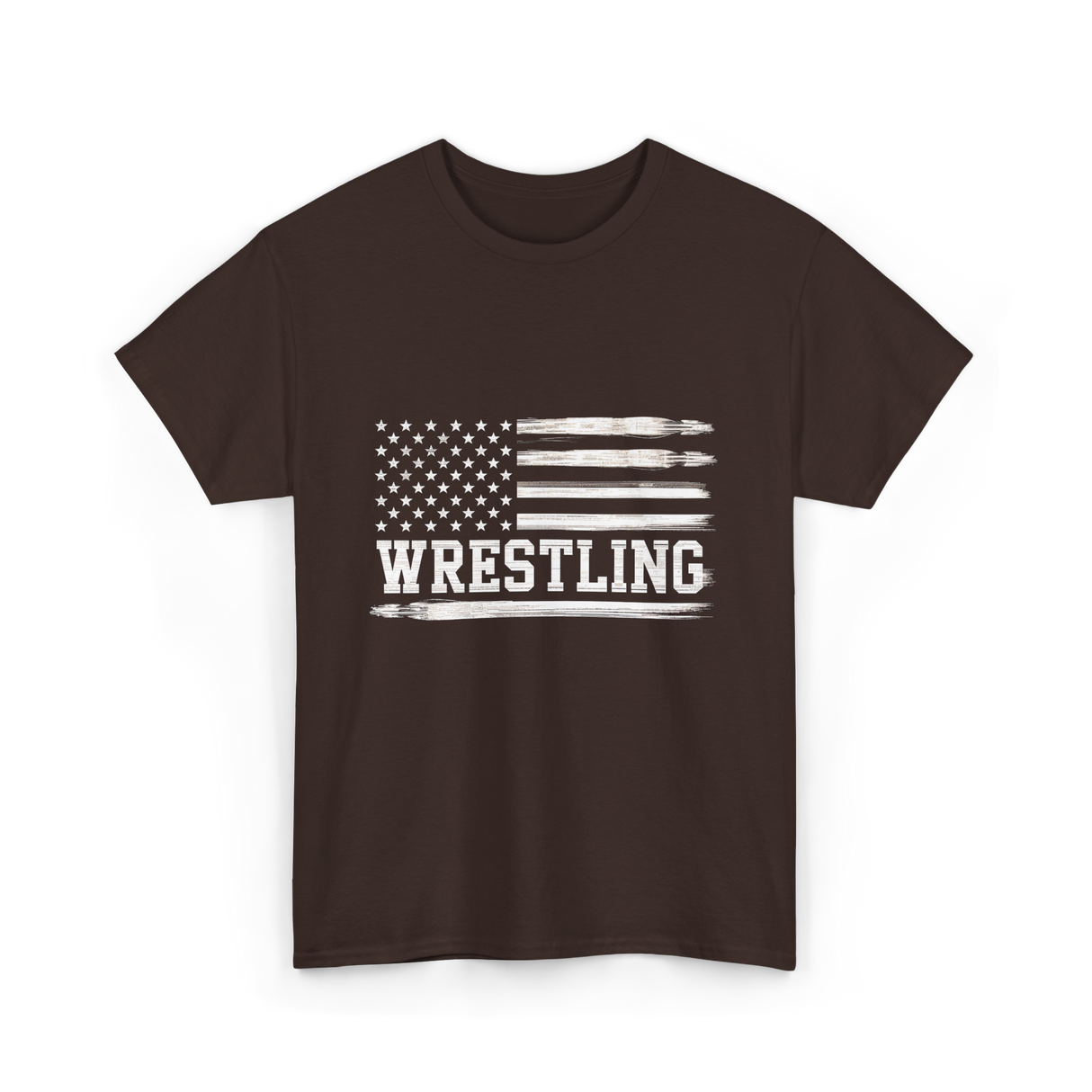 Wrestling USA Flag Wrestling T-Shirt - Dark Chocolate