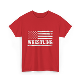 Wrestling USA Flag Wrestling T-Shirt - Red