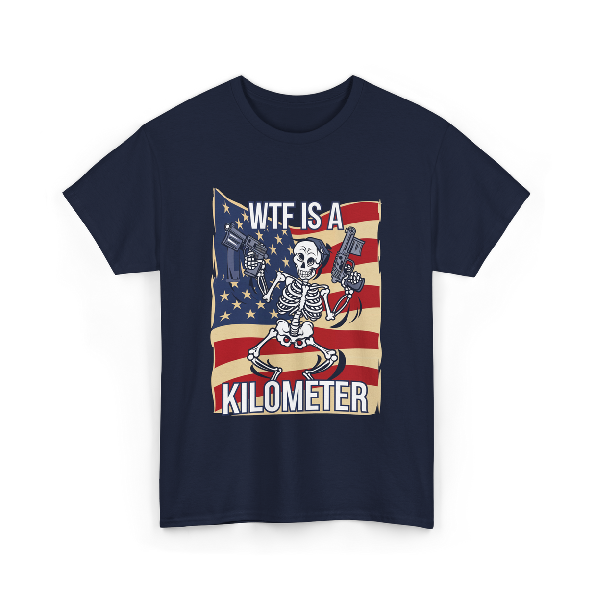 WTF Is A Kilometer Skeleton T-Shirt - Navy