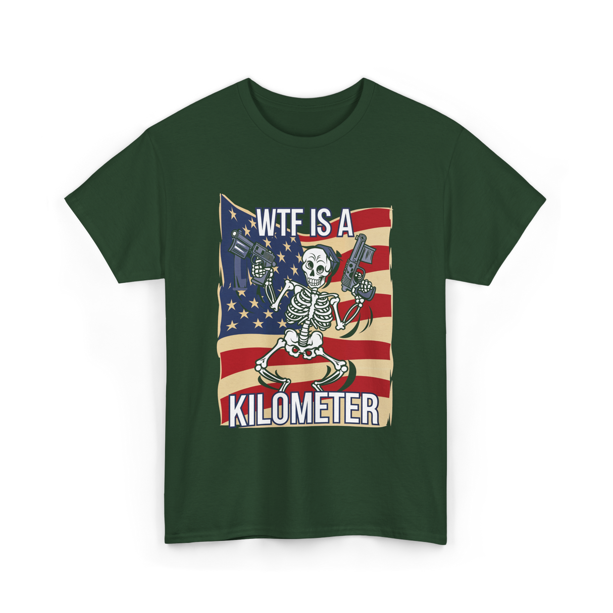 WTF Is A Kilometer Skeleton T-Shirt - Forest Green