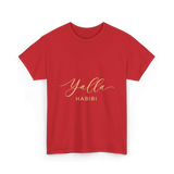 Yalla Habibi Arabic Style T-Shirt - Red