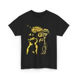 Yellow Kitten Sunflower Nature T-Shirt - Black