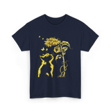 Yellow Kitten Sunflower Nature T-Shirt - Navy