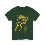 Yellow Kitten Sunflower Nature T-Shirt - Forest Green