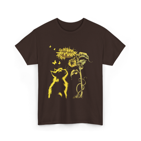 Yellow Kitten Sunflower Nature T-Shirt - Dark Chocolate