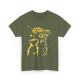 Yellow Kitten Sunflower Nature T-Shirt - Military Green