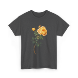 Yellow Rose Botanical Art Floral T-Shirt - Dark Heather