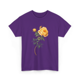 Yellow Rose Botanical Art Floral T-Shirt - Purple