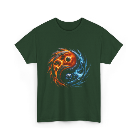 Yin Yang Cosmic Energy Meditation T-Shirt - Forest Green