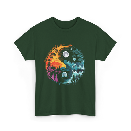 Yin Yang Nature Symbol T-Shirt - Forest Green