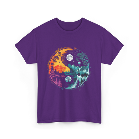 Yin Yang Nature Symbol T-Shirt - Purple