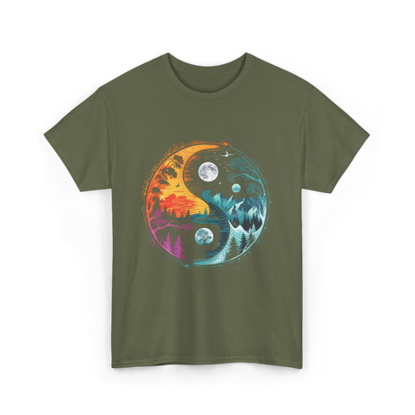 Yin Yang Nature Symbol T-Shirt - Military Green