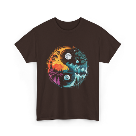 Yin Yang Nature Symbol T-Shirt - Dark Chocolate