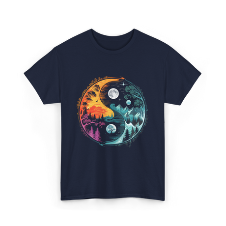 Yin Yang Nature Symbol T-Shirt - Navy