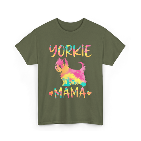 Yorkie Mama Yorkshire Terrier Dog T-Shirt - Military Green