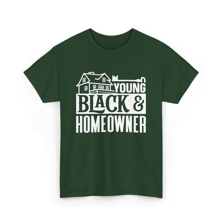 Young Black Homeowner House T-Shirt - Forest Green