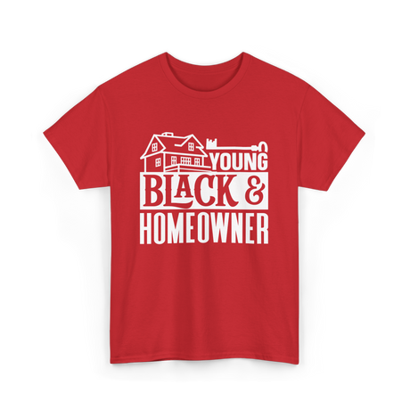 Young Black Homeowner House T-Shirt - Red