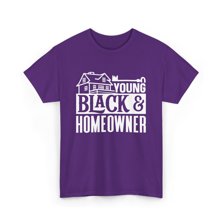 Young Black Homeowner House T-Shirt - Purple