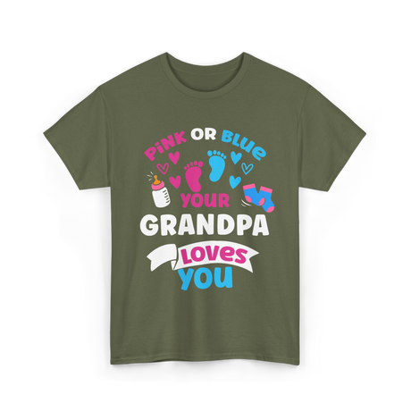 Your Grandpa Loves You Gender Reveal T-Shirt - Military Green