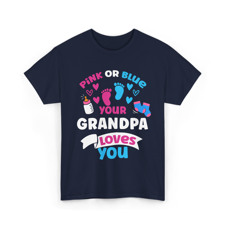 Your Grandpa Loves You Gender Reveal T-Shirt - Navy