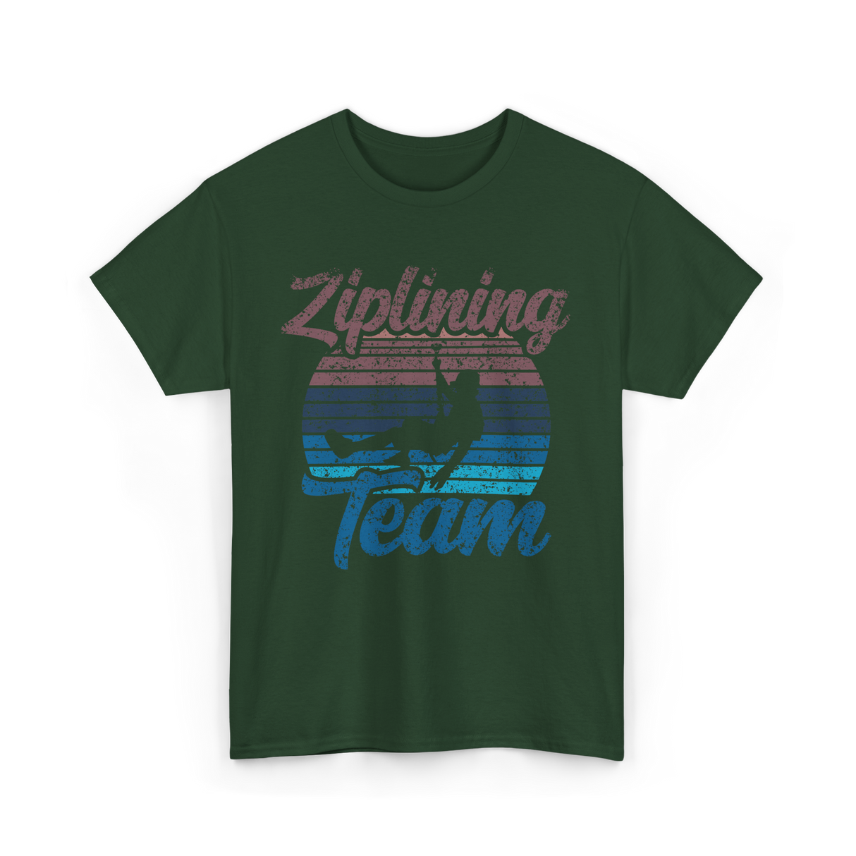 Ziplining Team Zipline Adventure T-Shirt - Forest Green