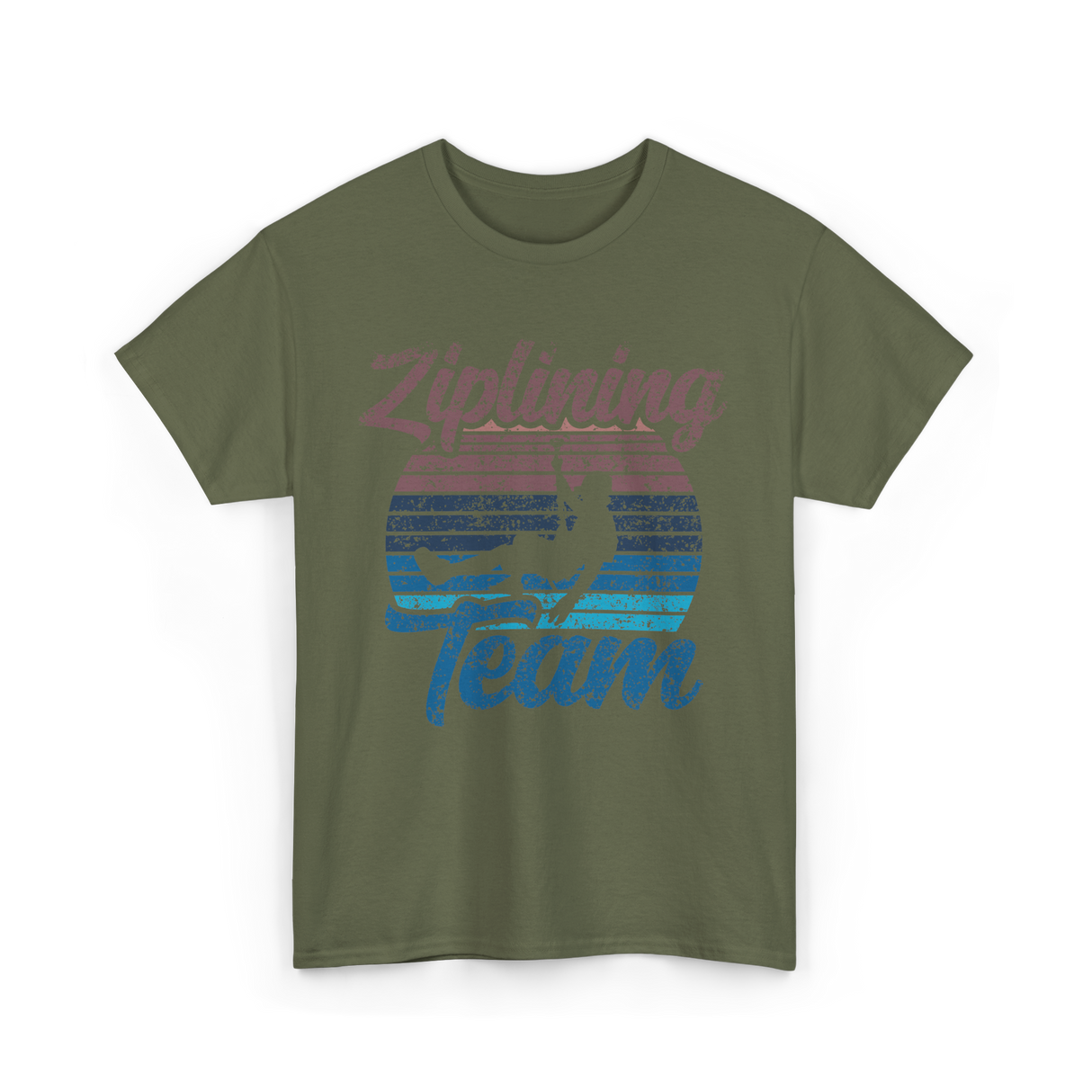 Ziplining Team Zipline Adventure T-Shirt - Military Green