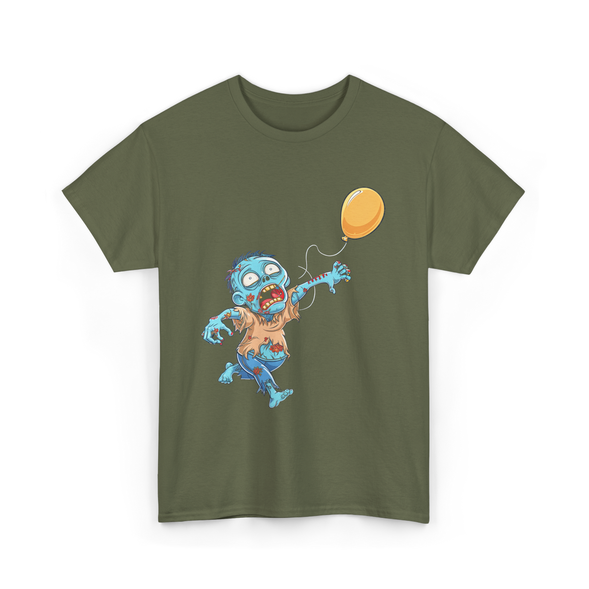 Zombie Birthday Balloon Zombie Kids T-Shirt - Military Green