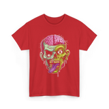 Zombie Brain Illustration Halloween T-Shirt - Red