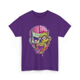 Zombie Brain Illustration Halloween T-Shirt - Purple