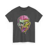 Zombie Brain Illustration Halloween T-Shirt - Dark Heather