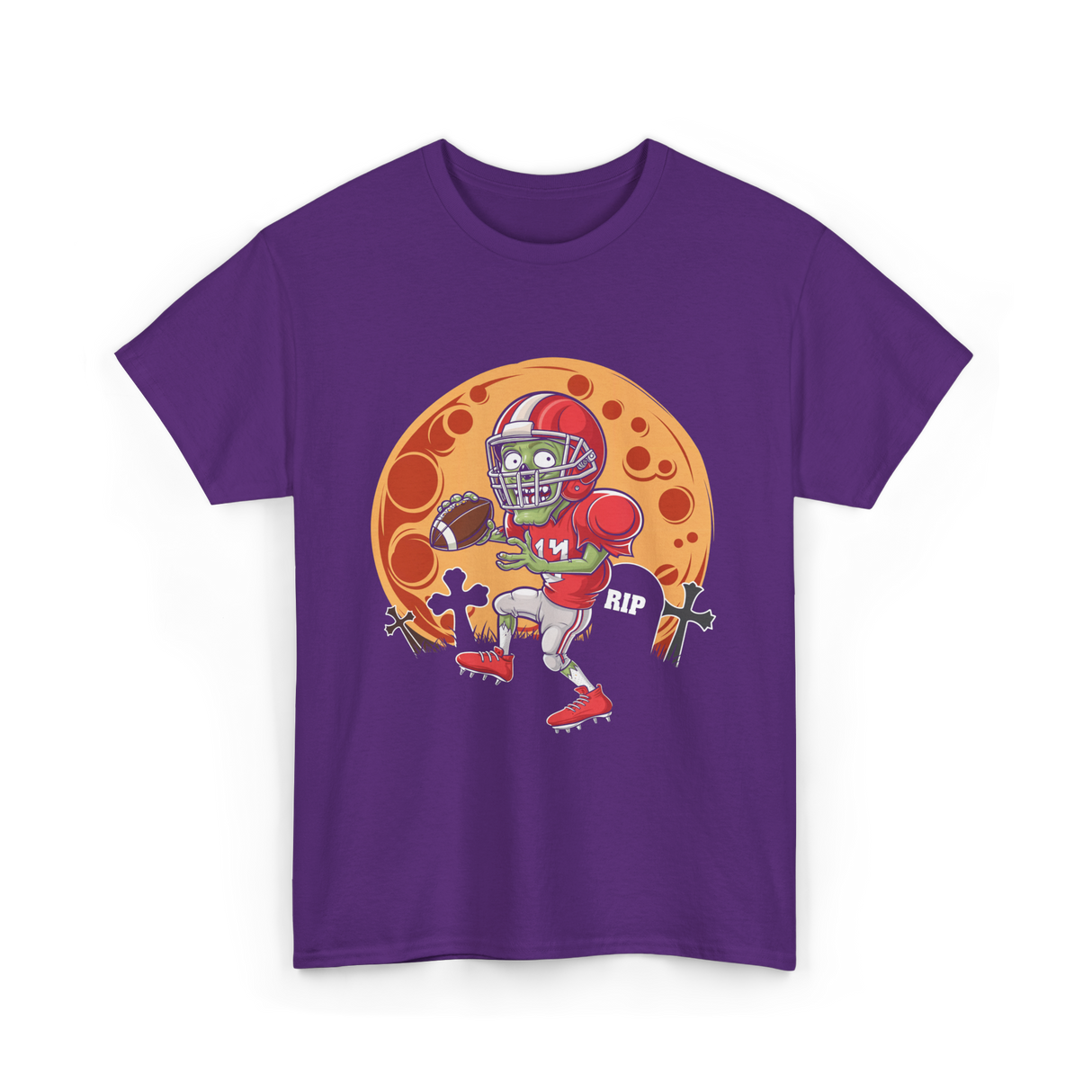 Zombie Football Player Halloween Sport T-Shirt - Purple