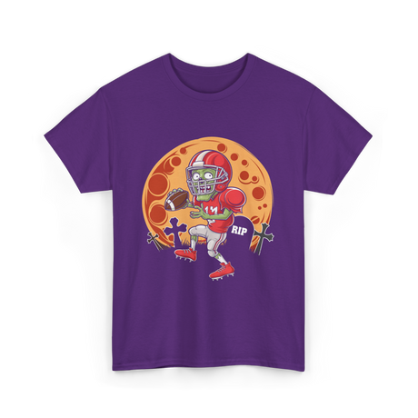 Zombie Football Player Halloween Sport T-Shirt - Purple