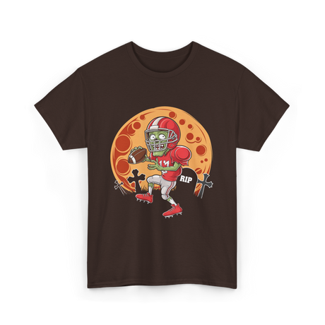 Zombie Football Player Halloween Sport T-Shirt - Dark Chocolate