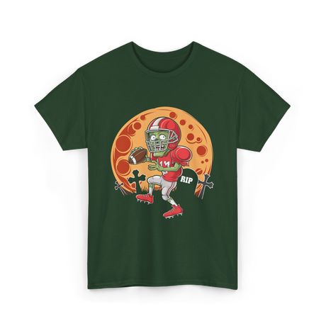 Zombie Football Player Halloween Sport T-Shirt - Forest Green