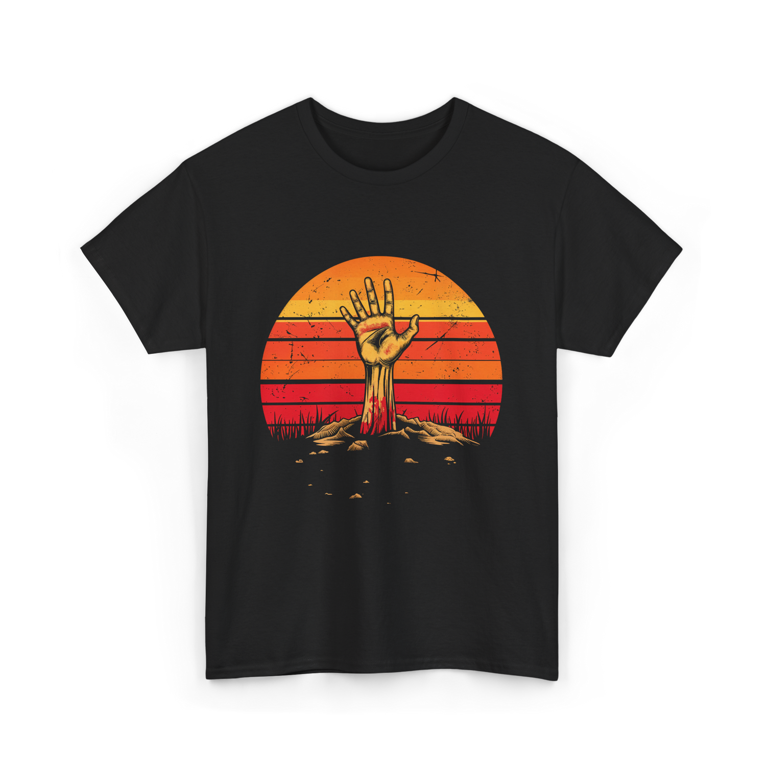 Zombie Hand Vintage Halloween Horror T-Shirt - Black