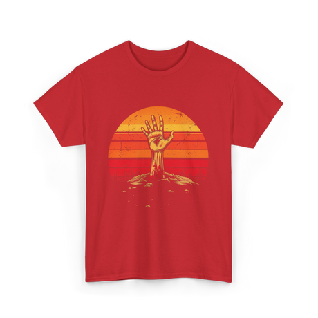 Zombie Hand Vintage Halloween Horror T-Shirt - Red