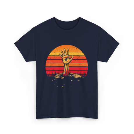 Zombie Hand Vintage Halloween Horror T-Shirt - Navy