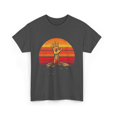 Zombie Hand Vintage Halloween Horror T-Shirt - Dark Heather