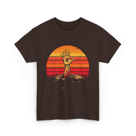Zombie Hand Vintage Halloween Horror T-Shirt - Dark Chocolate