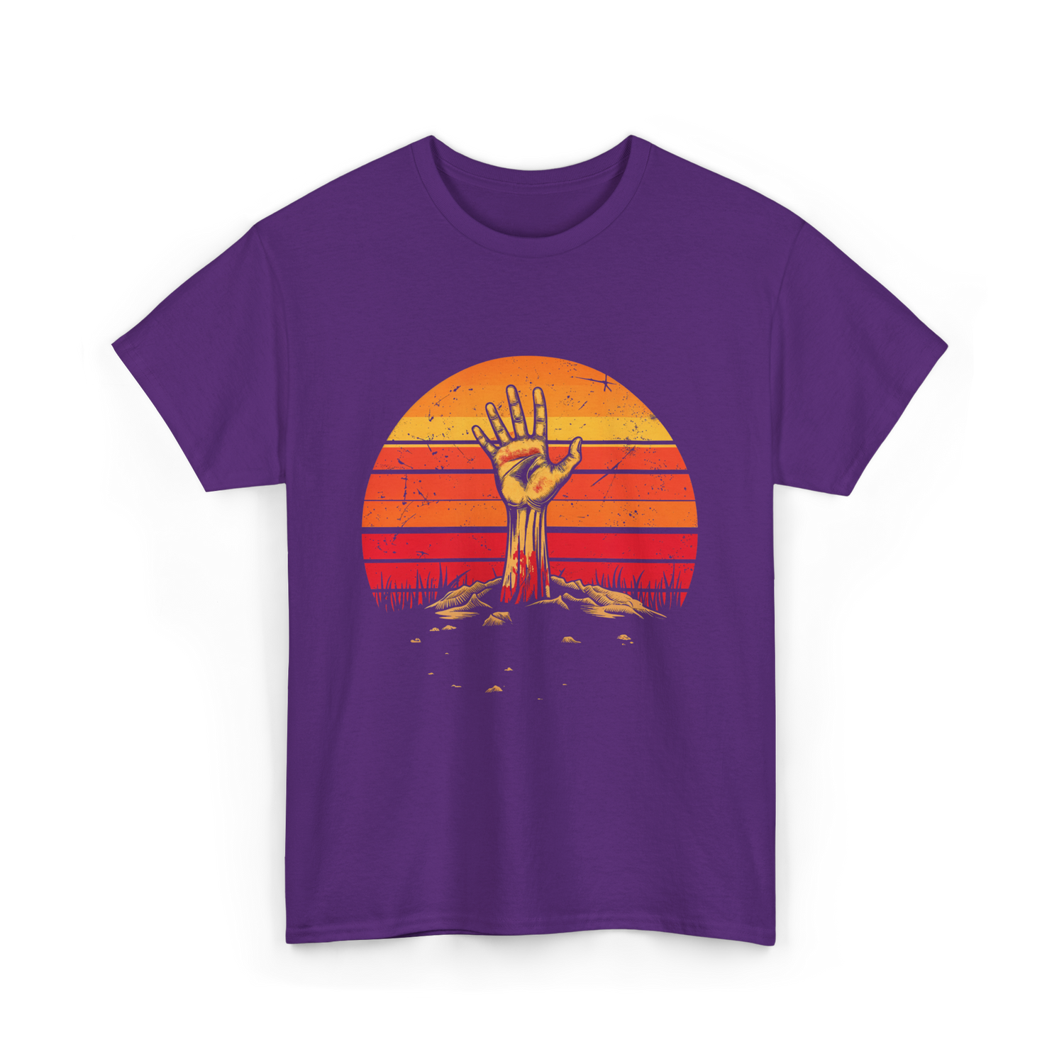 Zombie Hand Vintage Halloween Horror T-Shirt - Purple