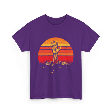 Zombie Hand Vintage Halloween Horror T-Shirt - Purple