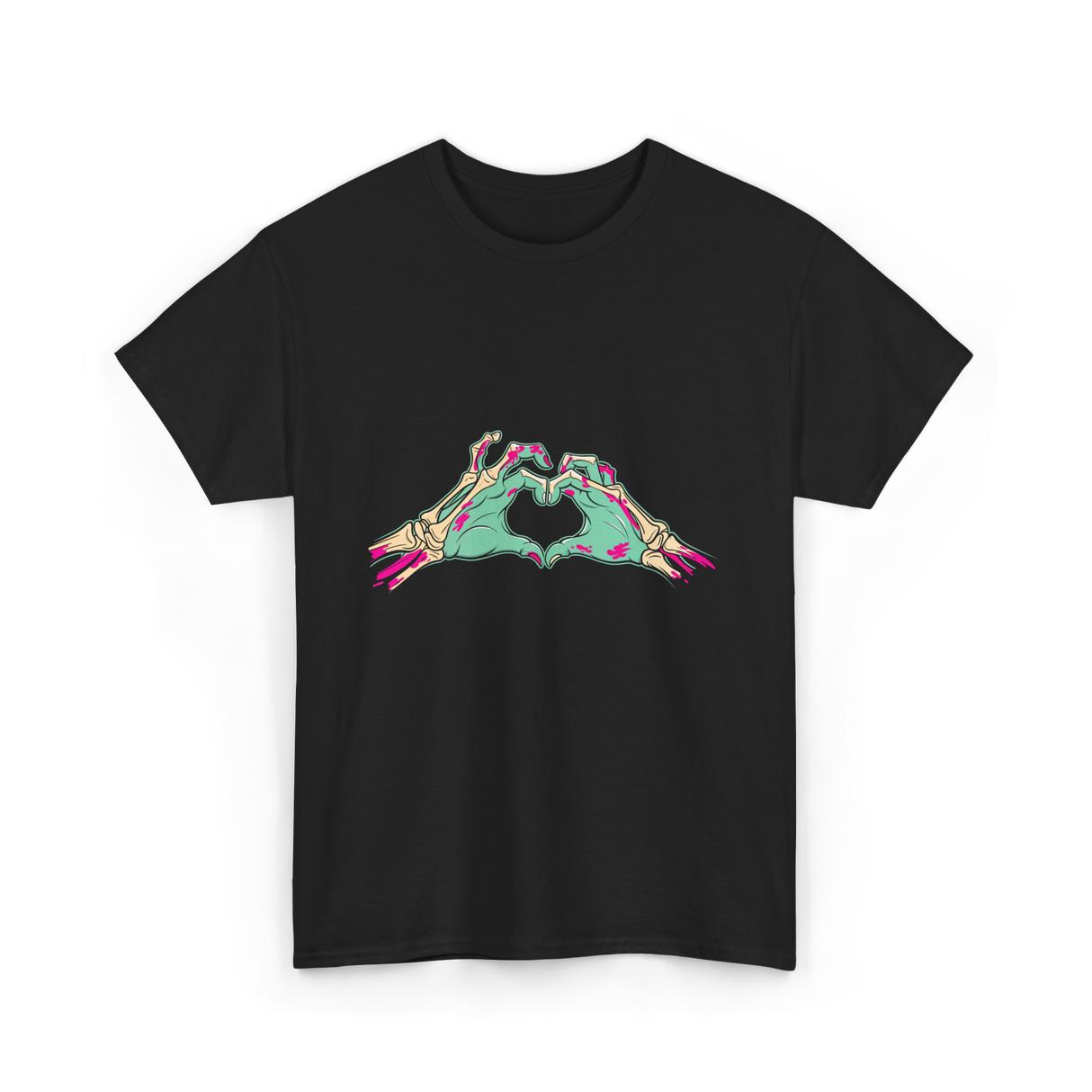 Zombie Hands Heart Horror T-Shirt - Black