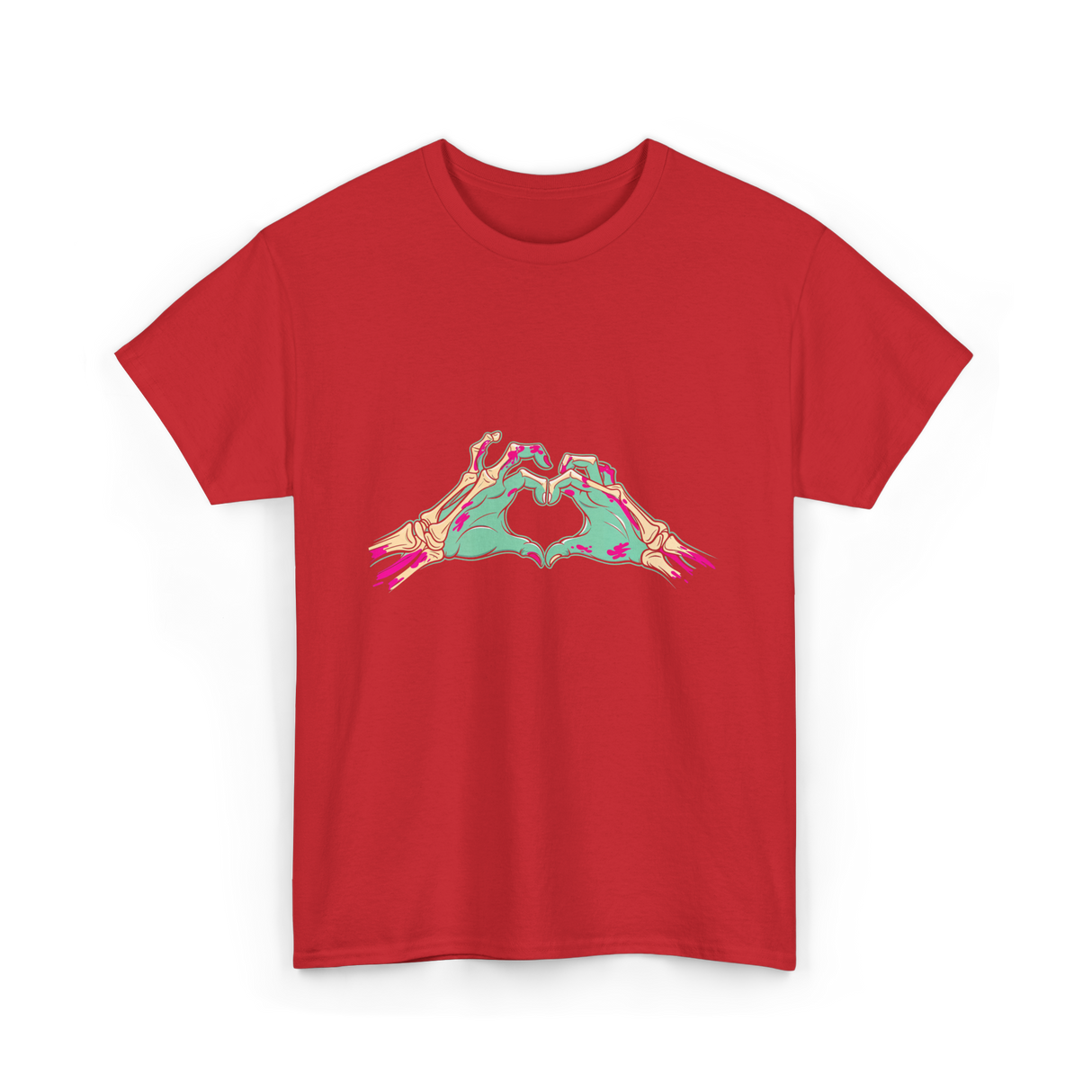 Zombie Hands Heart Horror T-Shirt - Red