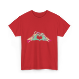 Zombie Hands Heart Horror T-Shirt - Red