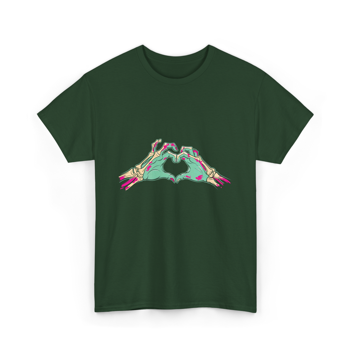 Zombie Hands Heart Horror T-Shirt - Forest Green