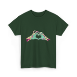 Zombie Hands Heart Horror T-Shirt - Forest Green