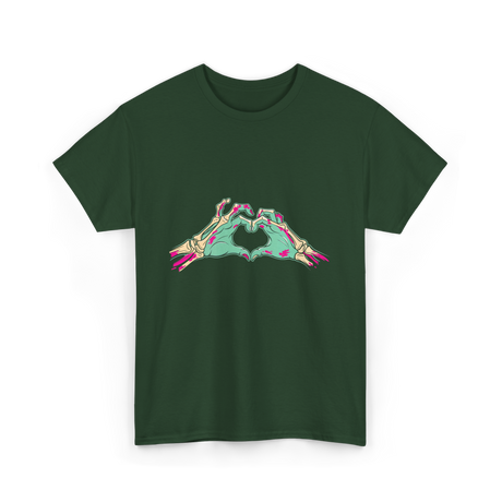 Zombie Hands Heart Horror T-Shirt - Forest Green