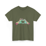 Zombie Hands Heart Horror T-Shirt - Military Green