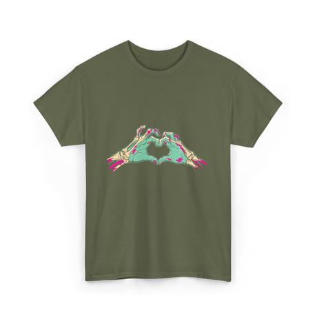 Zombie Hands Heart Horror T-Shirt - Military Green